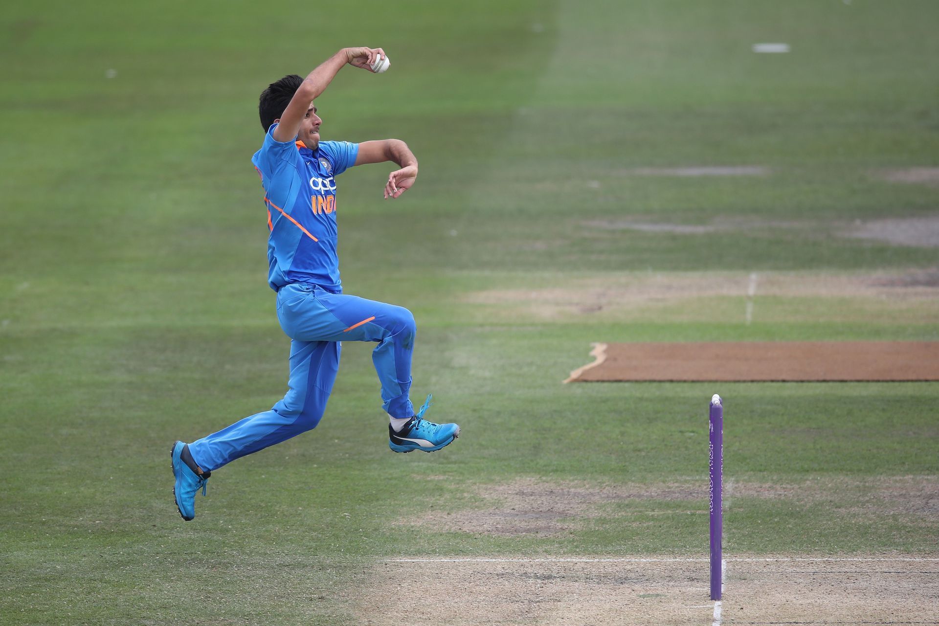 Ravi Bishnoi in action for India U19 vs Bangladesh U19 - Under 19 Tri-series Final