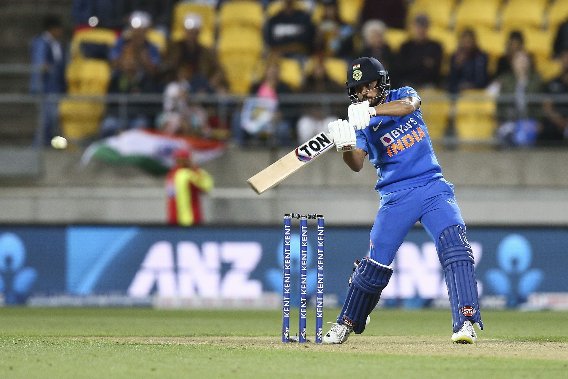 Karnataka star Manish Pandey in action during New Zealand v India 