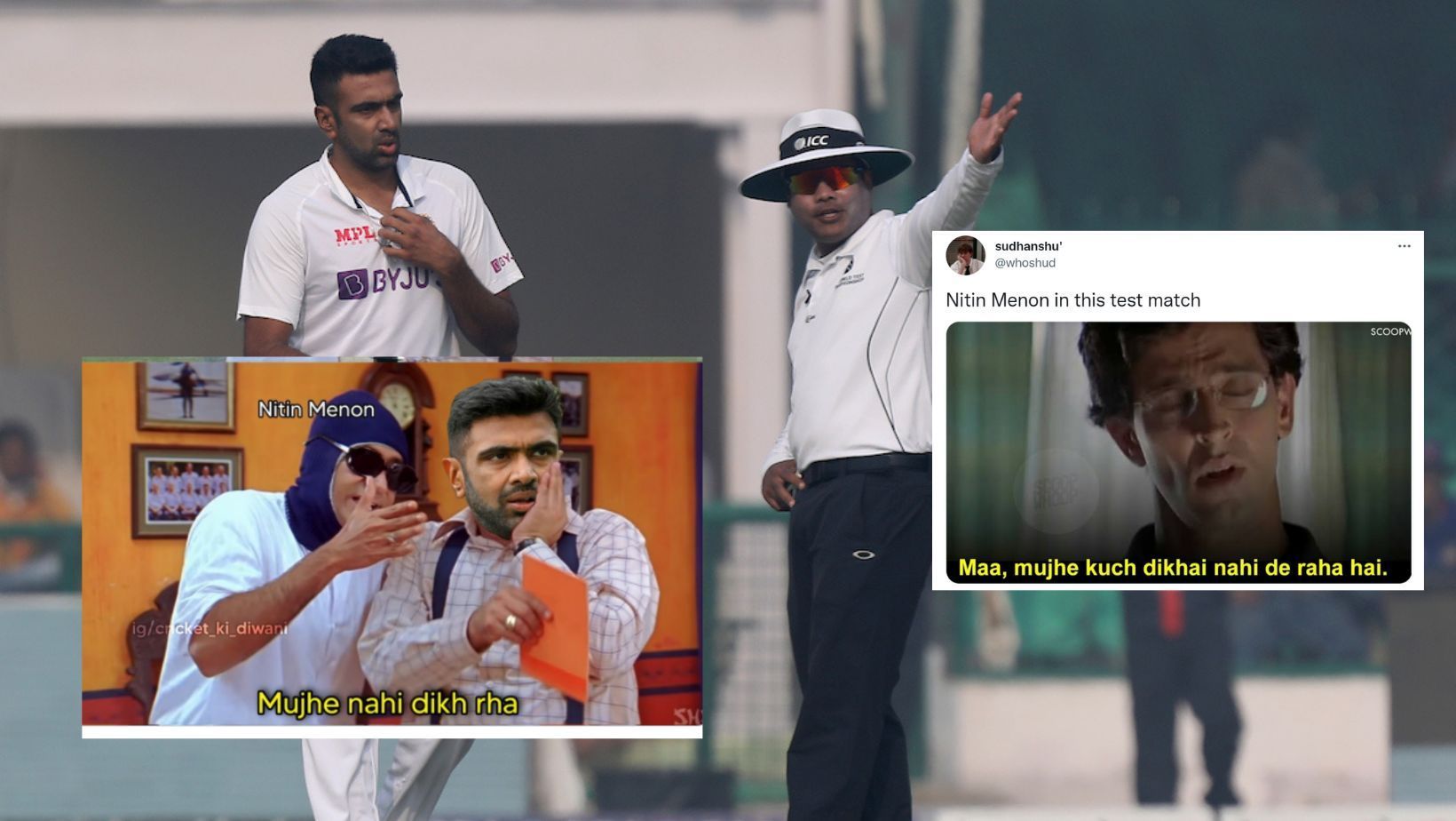 Twitter reactions to Nitin Menon&#039;s poor umpiring day in Kanpur.