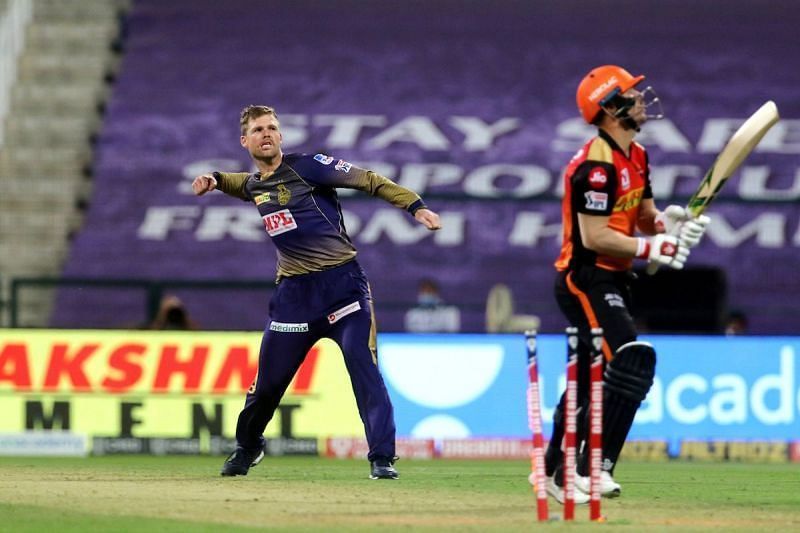 Lockie Ferguson celebrates a scalp against SRH. Pic: IPLT20.COM