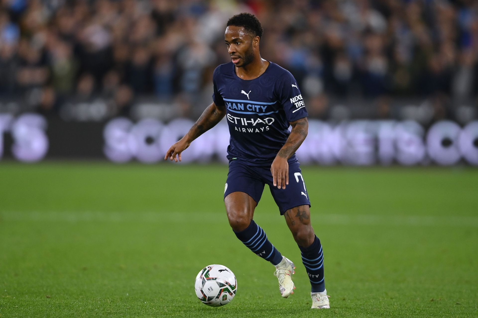 Raheem Sterling in action for Manchester City