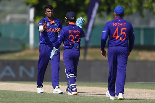 Ravichandran Ashwin (left) during the warm-up match against Australia. Pic: BCCI