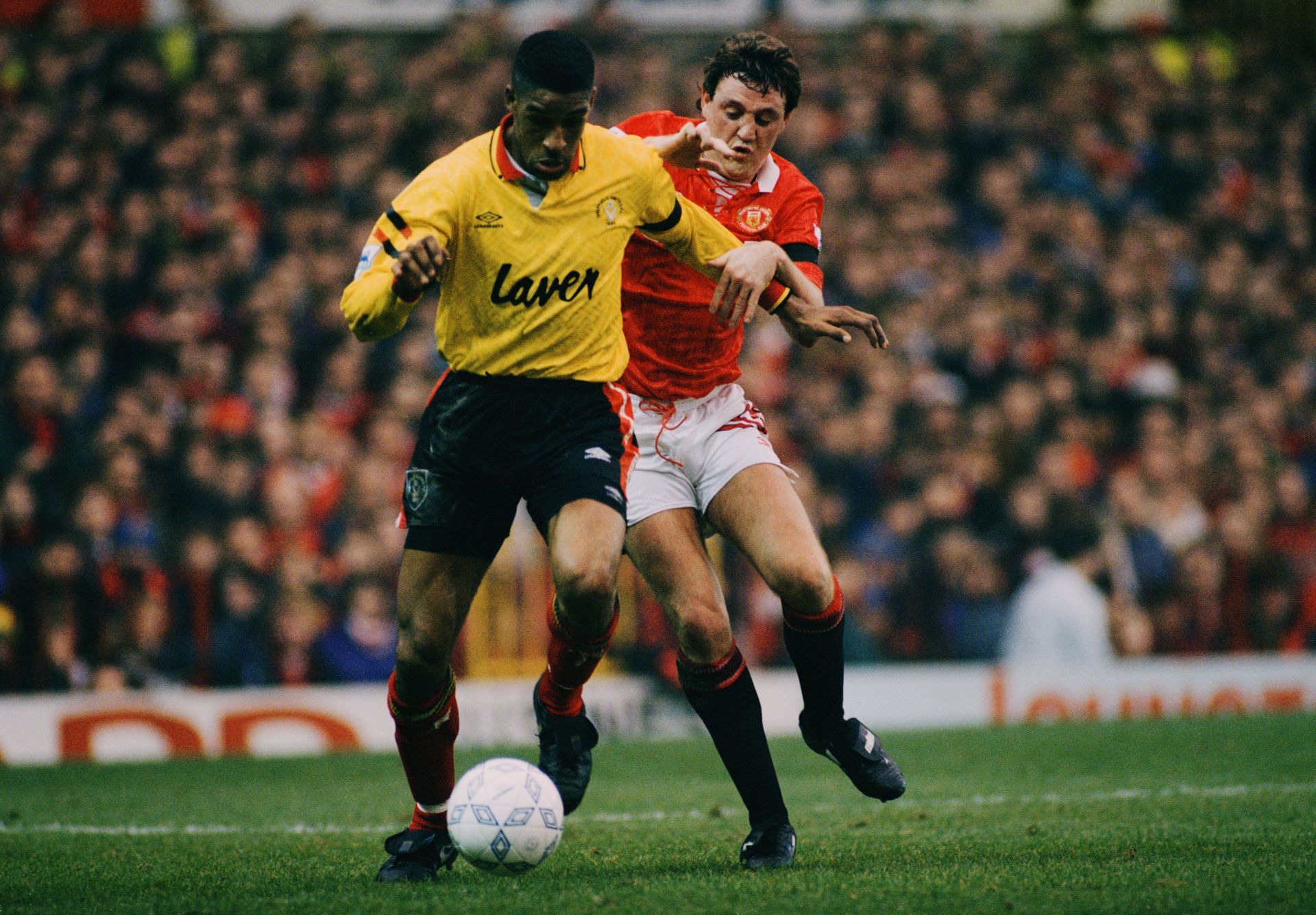 Deane And Bruce (right) At Old Trafford