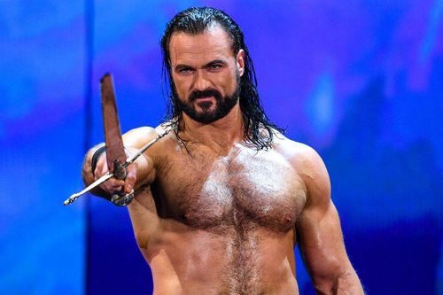 Drew McIntyre with his sword Angela