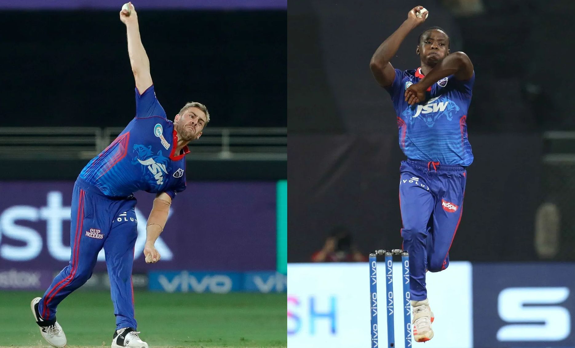 Anrich Nortje (left) and Kagiso Rabada. Pic: IPLT20.COM