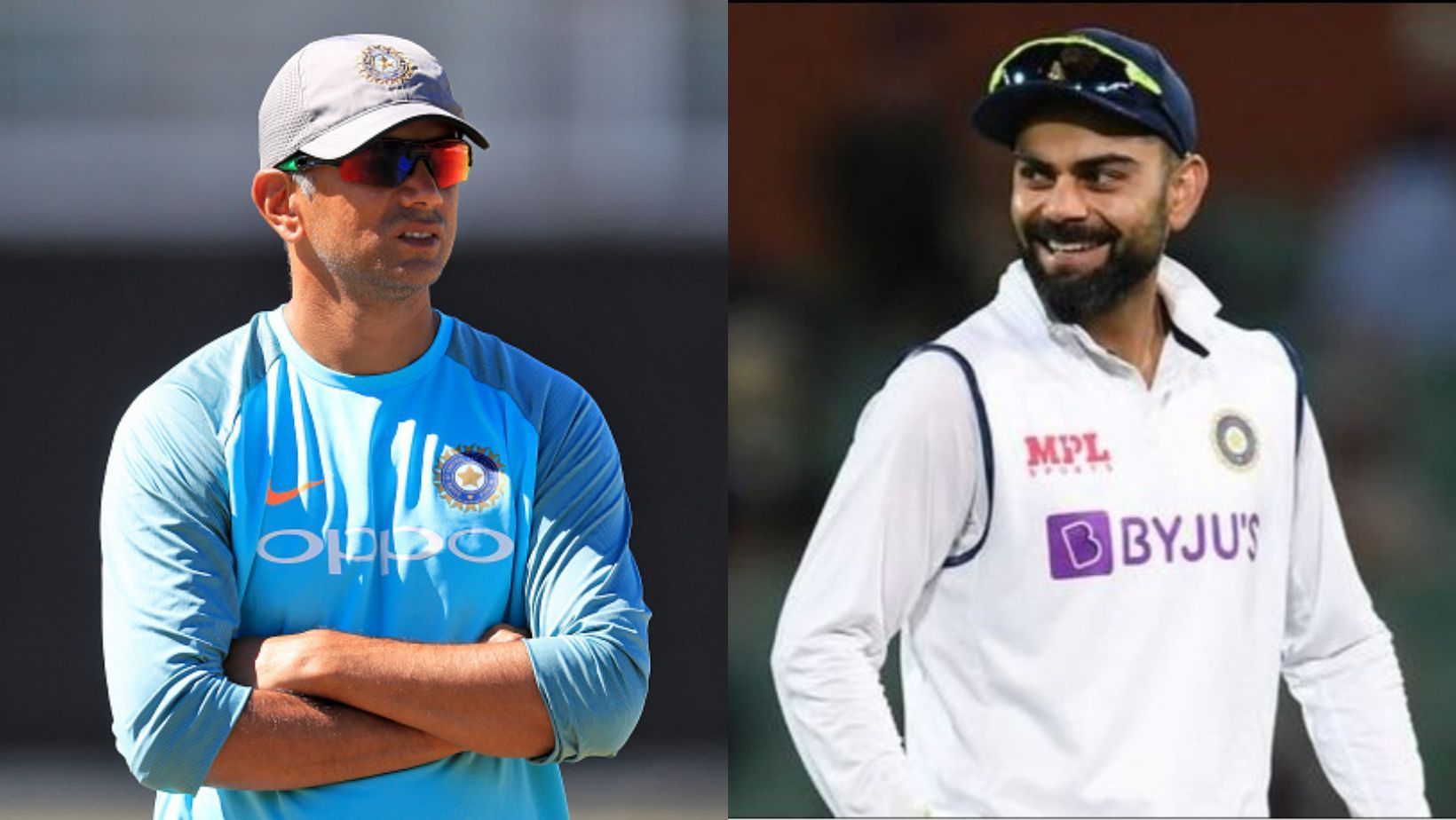 Rahul Dravid (L) and Virat Kohli.