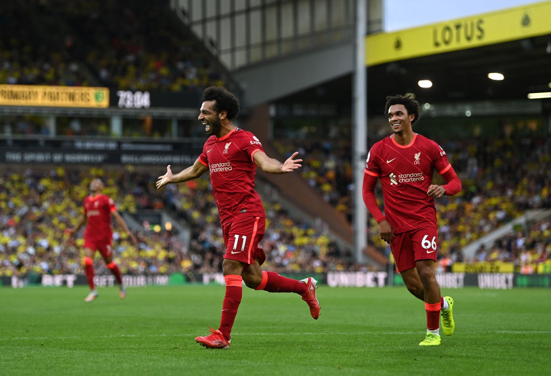 Mohamed Salah and Trent Alexander-Arnold of Liverpool