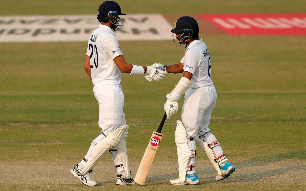 Wriddhiman Saha's partnership with Axar Patel helped India cross the 200-run mark [P/C: BCCI]