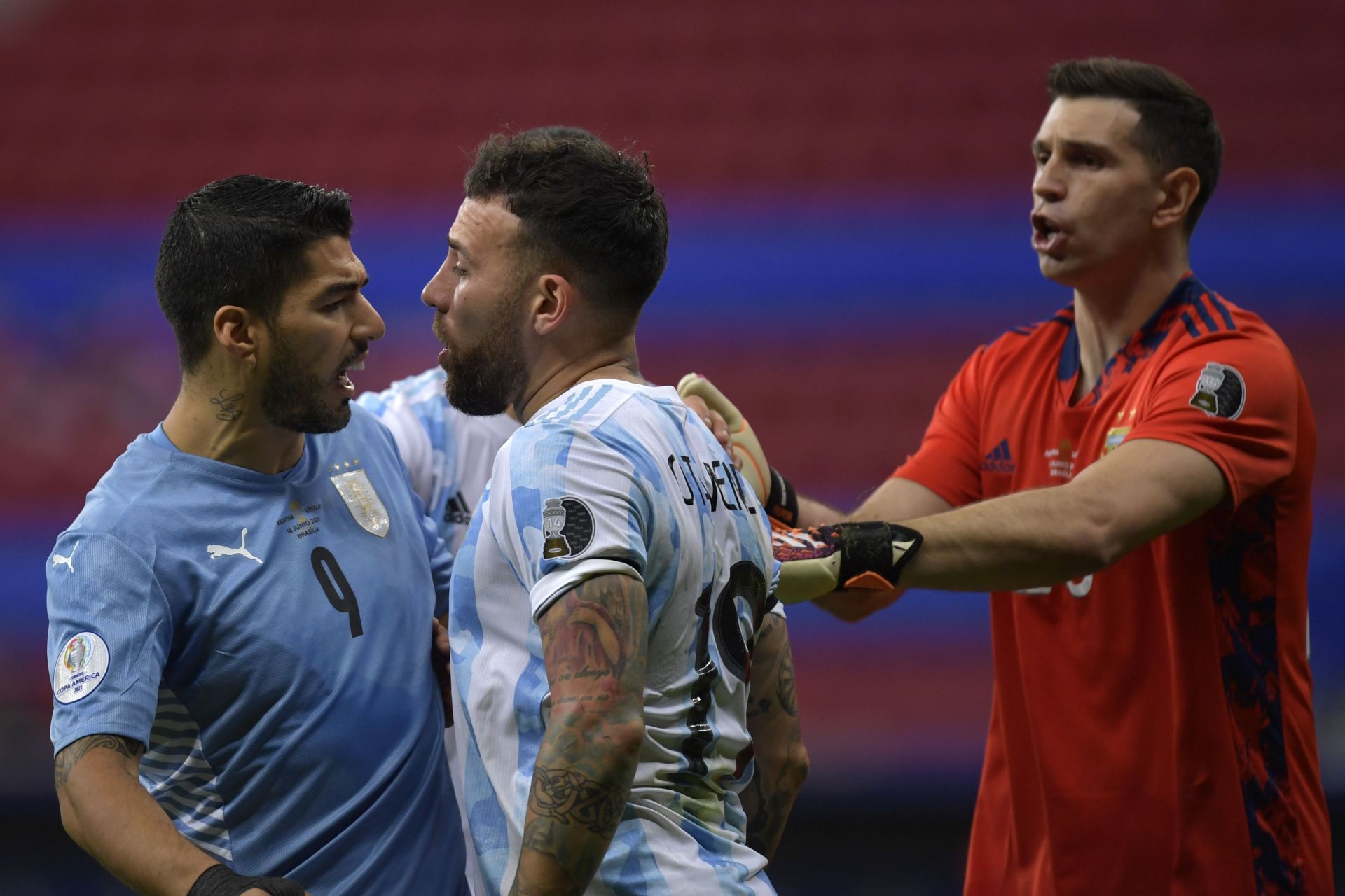 Luis Suarez and Nicolas Otamendi