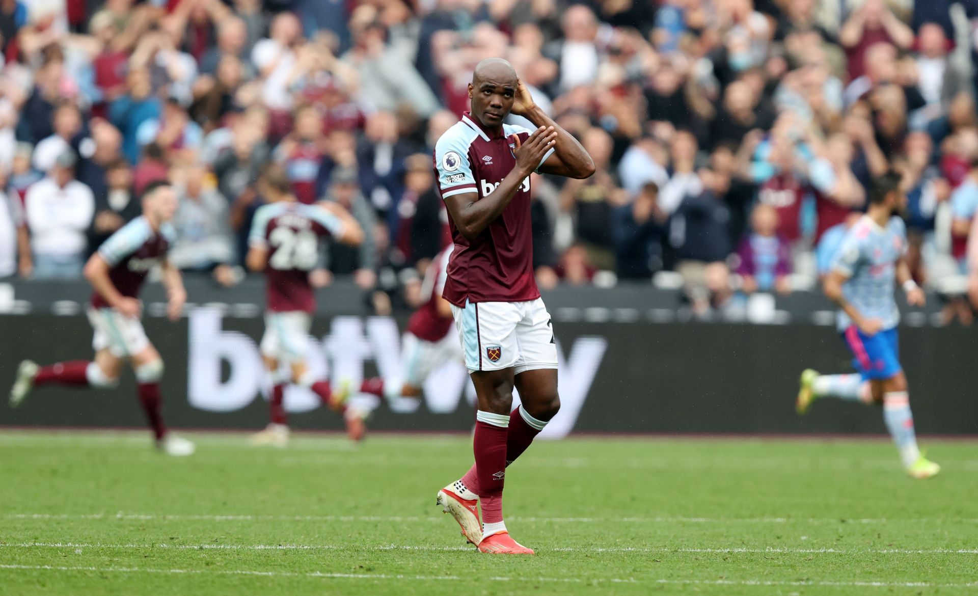 Angelo Ogbonna in action for West Ham United in the Premier League.