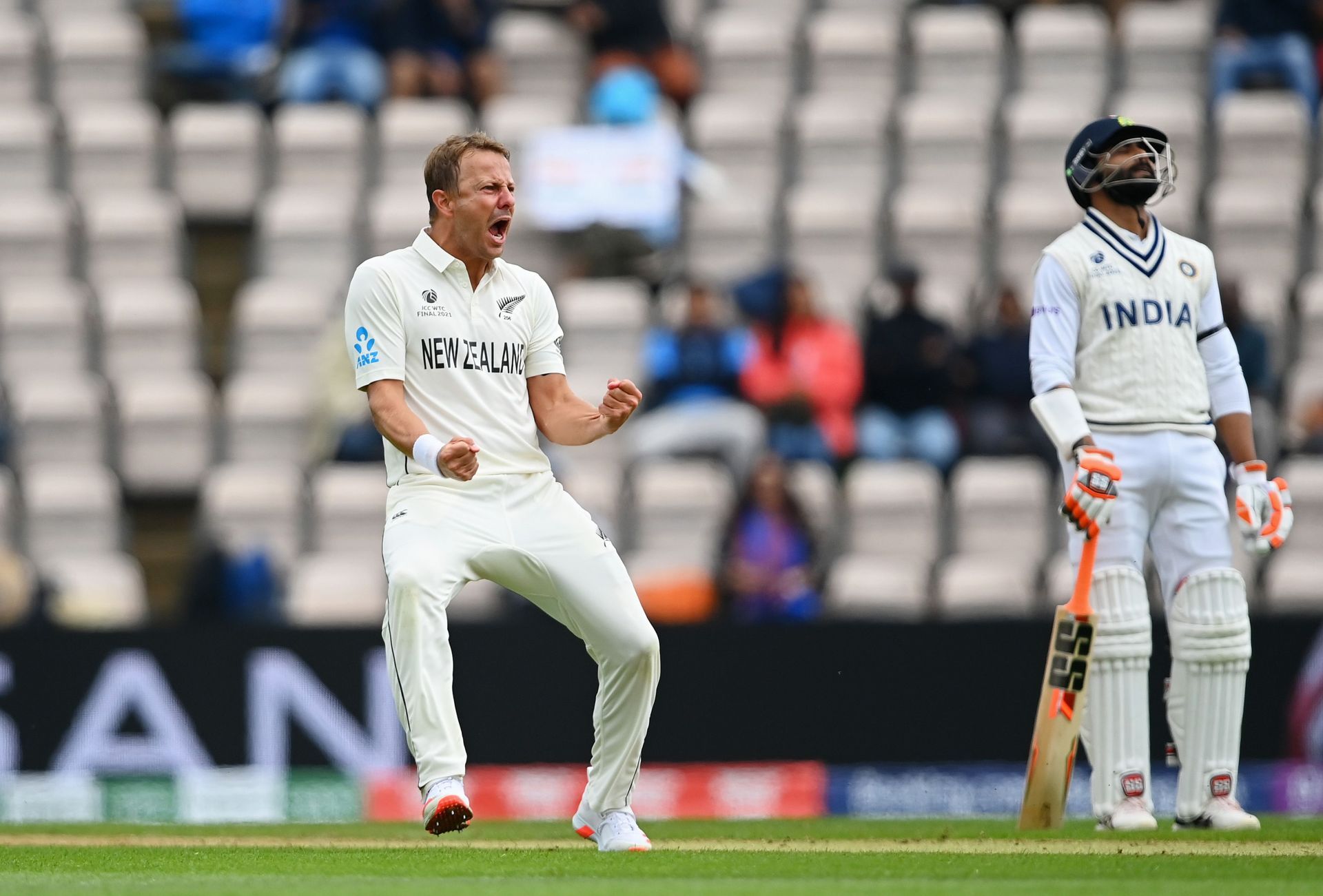 New Zealand pacer Neil Wagner celebrates a wicket during the 2021 ICC World Test Championship Final.