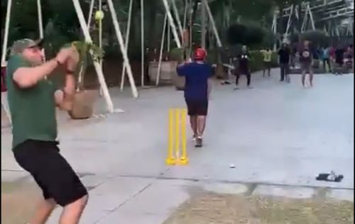 Harbhajan Singh took a juggling catch behind the stumps playing gully cricket.