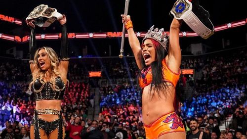 Carmella won the Women's Tag Team titles for the first time