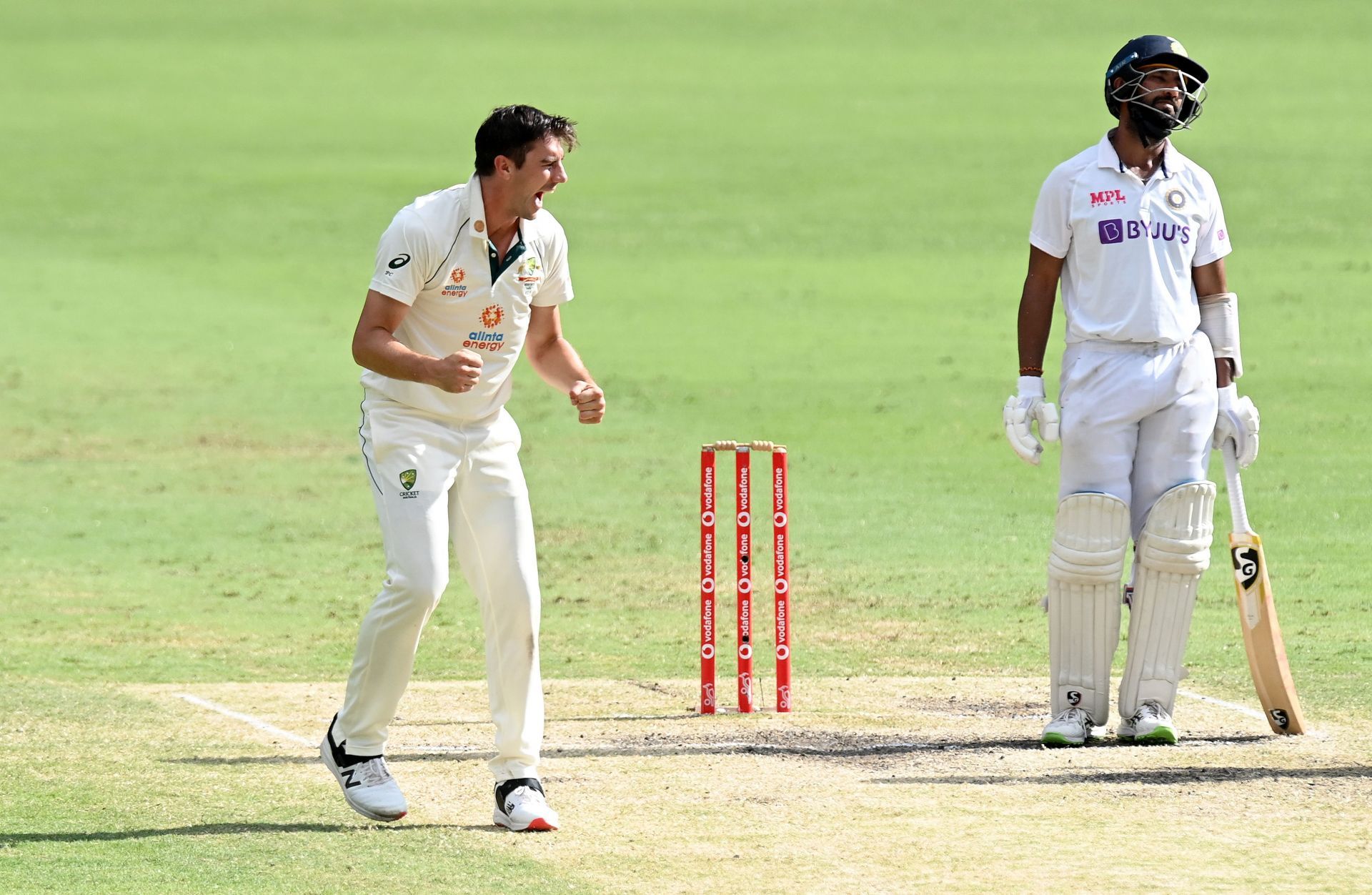 Pat Cummins celebrates a wicket during the Test series against India. Pic: Getty Images