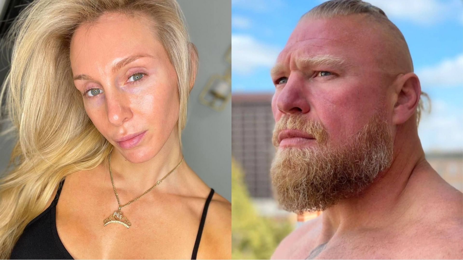 Charlotte Flair (left) and Brock Lesnar (right)