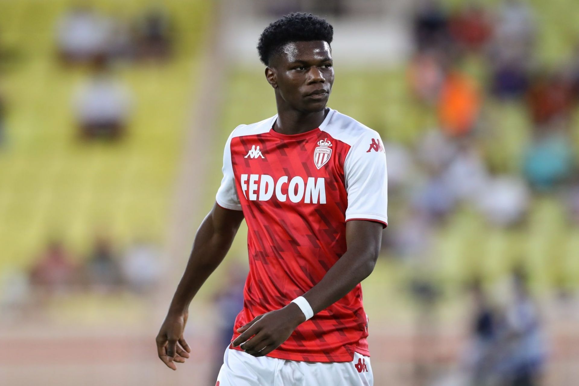 Aurelien Tchouameni in action for Monaco in Ligue 1.