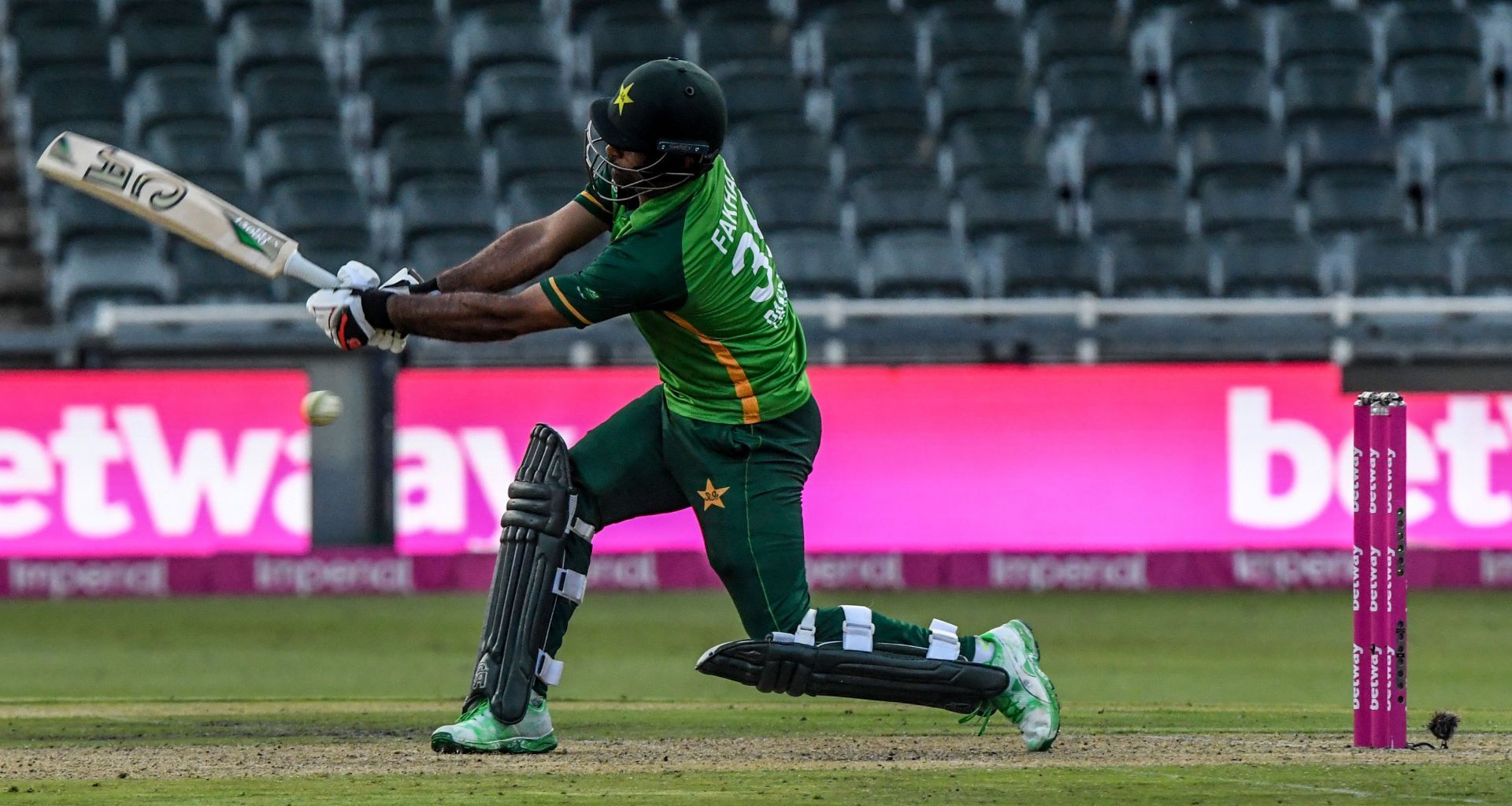 Fakhar Zaman during his knock of 193 in the Johannesburg ODI. Pic: Getty Images