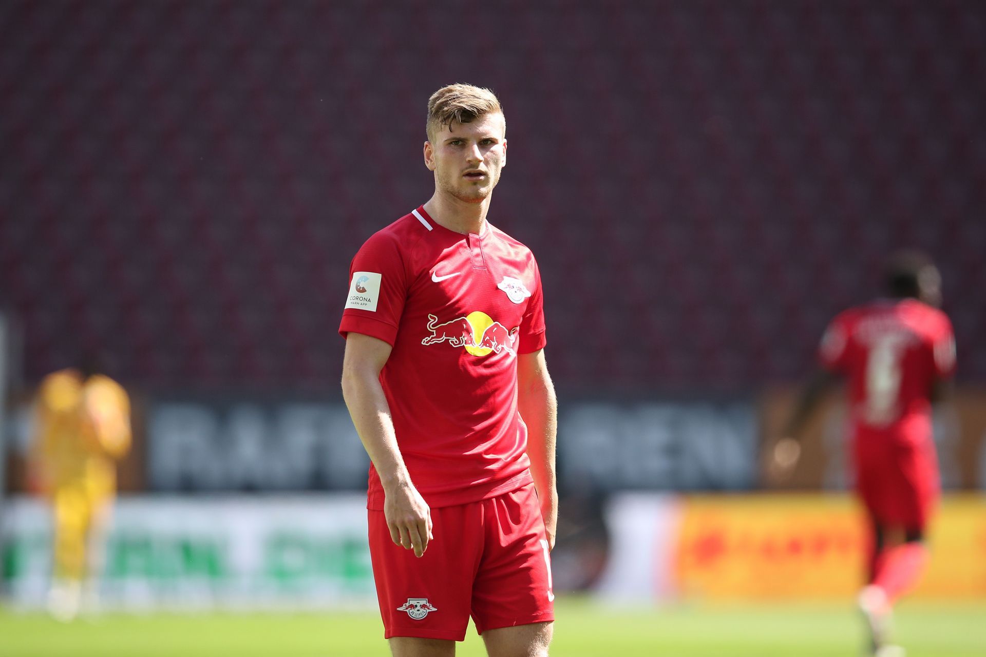 Timo Werner in action for RB Leipzig against FC Augsburg - Bundesliga