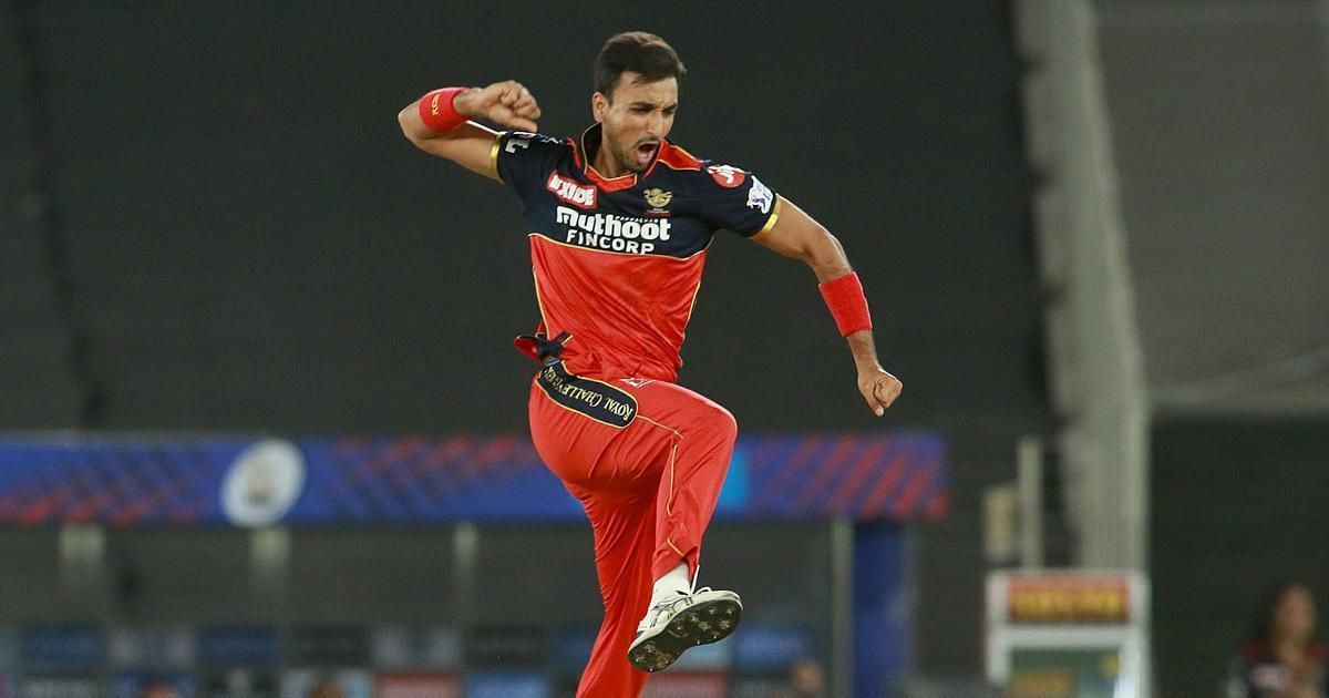 Harshal Patel celebrates a wicket during IPL 2021