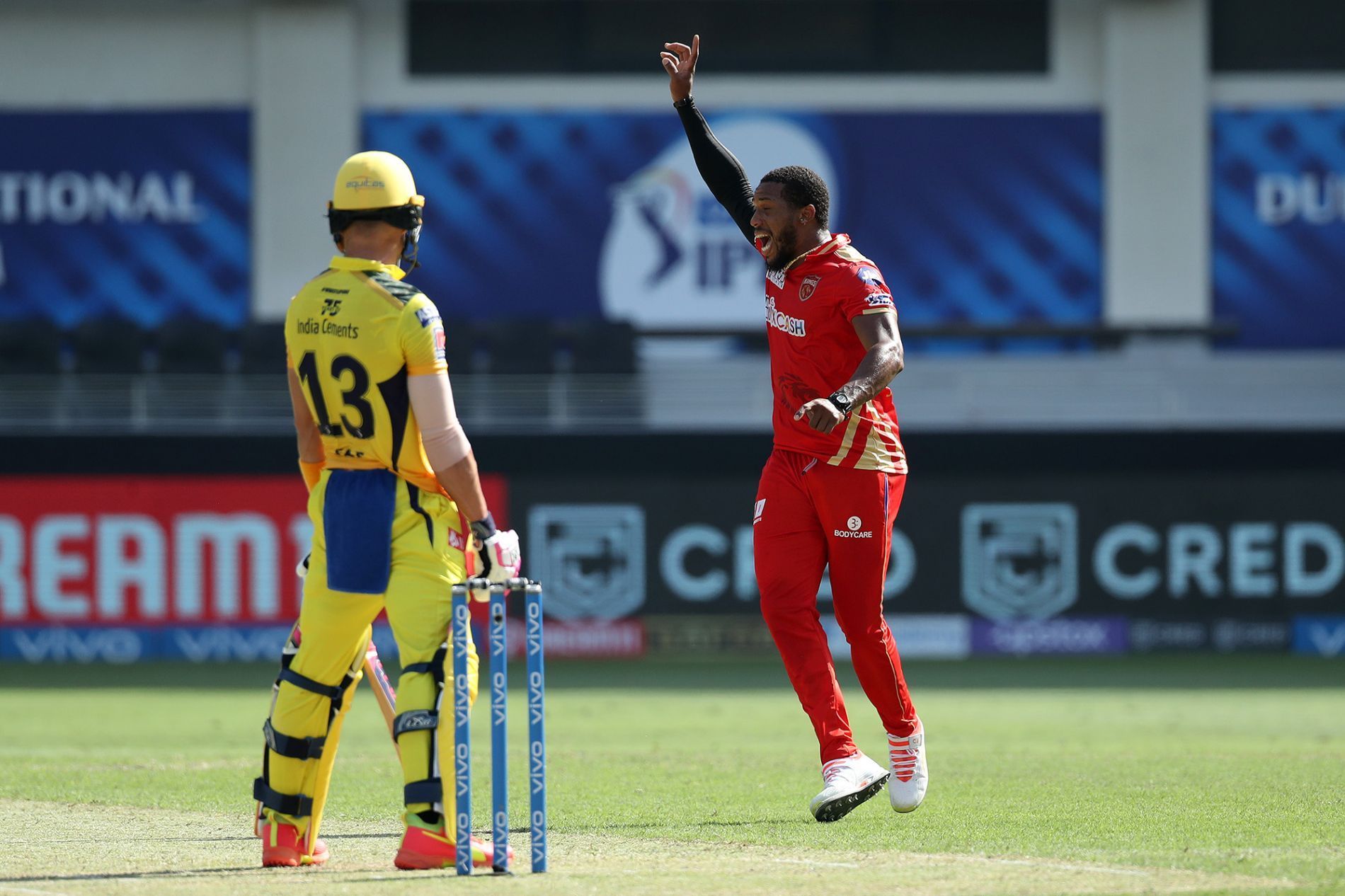 Chris Jordan bowling for PBKS in IPL 2021. Pic: IPLT20.COM