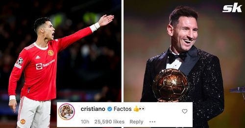 Cristiano Ronaldo reacted to claims that he deserved the 2021 Ballon d'Or ahead of Lionel Messi.