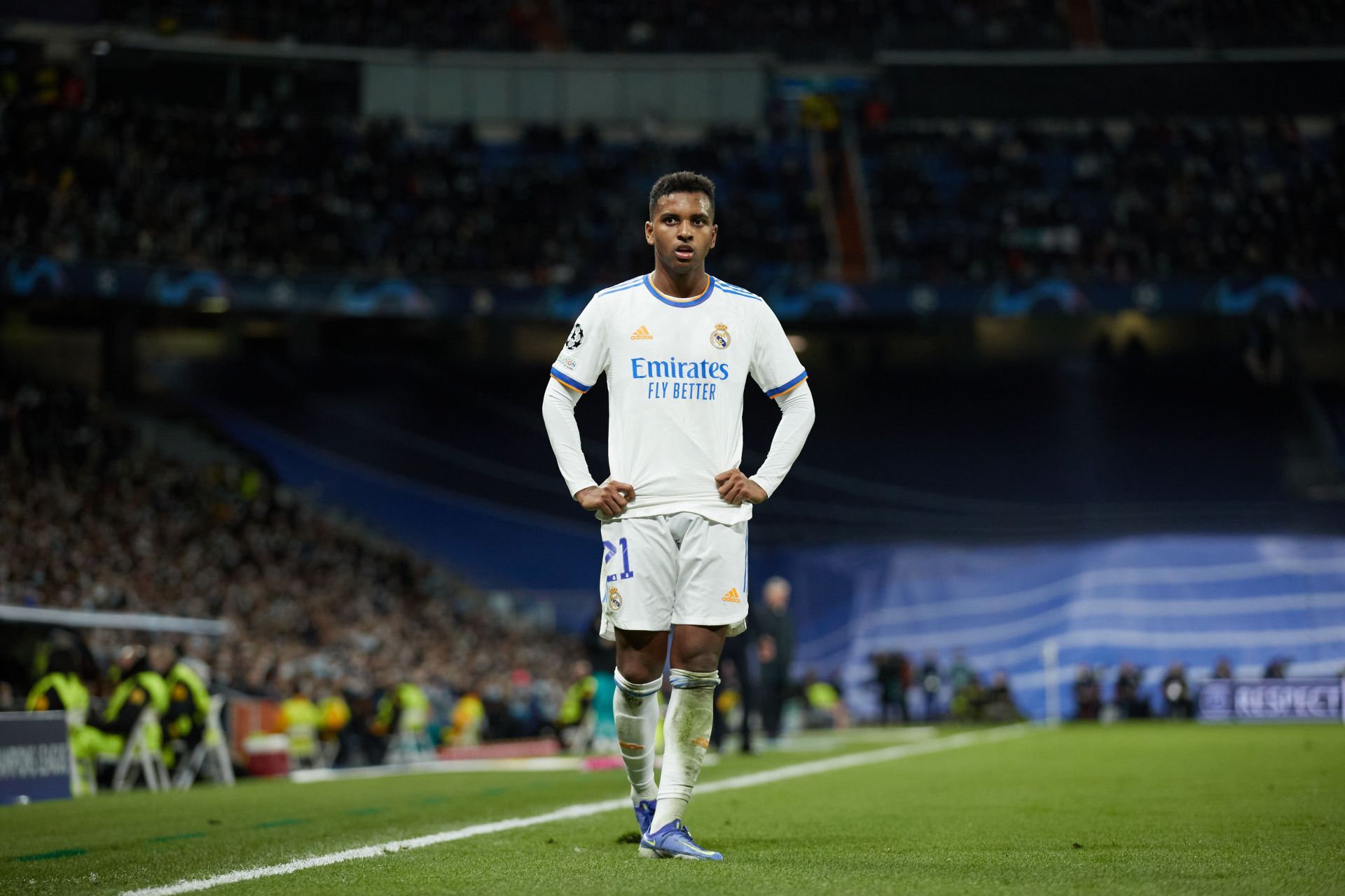 Real Madrid winger Rodrygo in action against Inter Milan