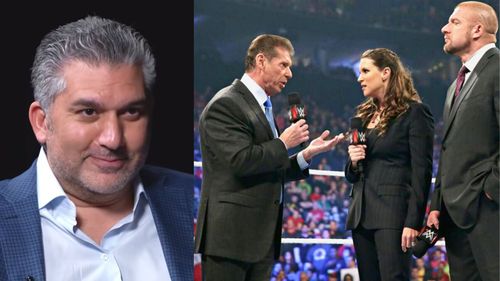 Nick Khan, Vince McMahon, Stephanie McMahon, and Triple H.