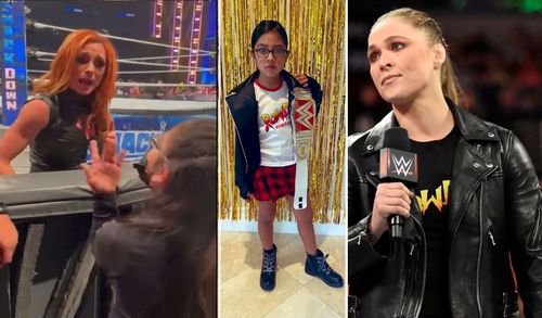 The young girl Becky Lynch confronted was wearing a Ronda Rousey t-shirt.