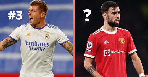 Real Madrid's Toni Kroos and Manchester United's Bruno Fernandes