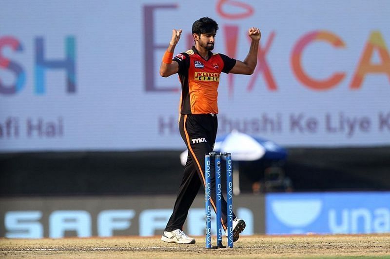 Khaleel Ahmed celebrates a wicket for SRH. Pic: IPLT20.COM