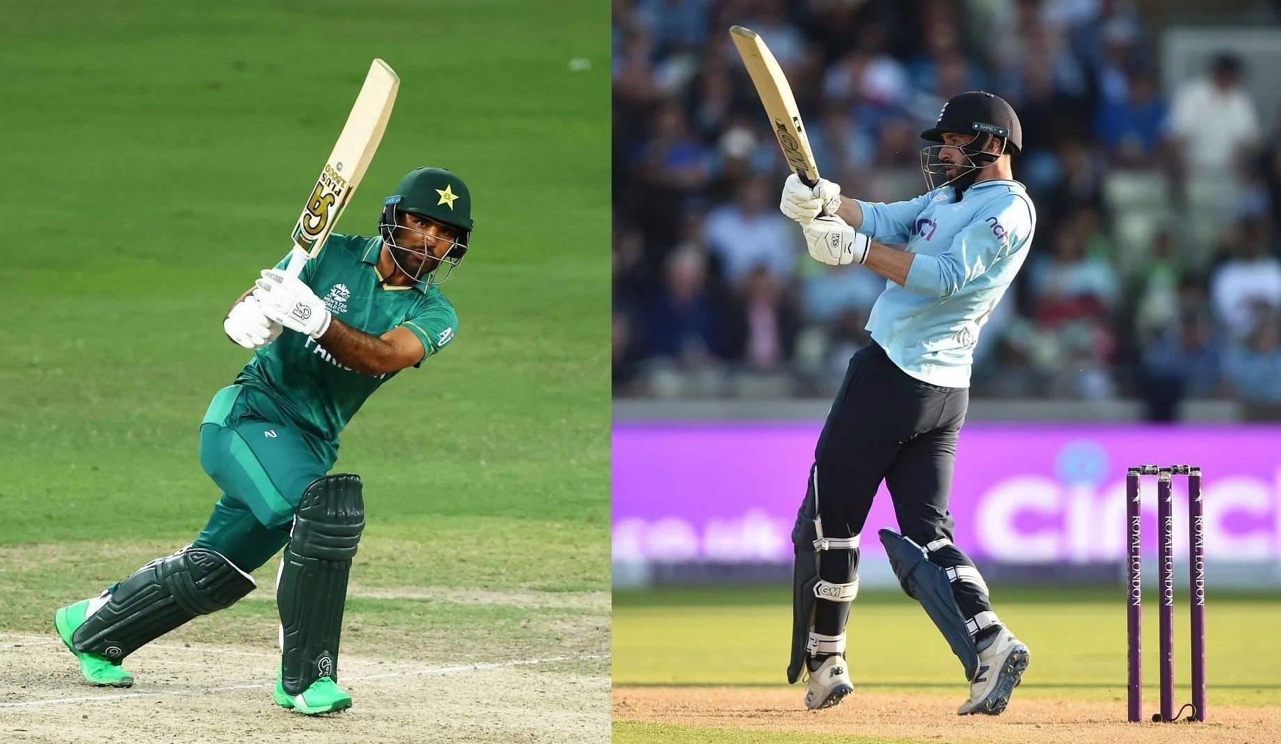 Fakhar Zaman (left) and James Vince. Pics: Getty Images