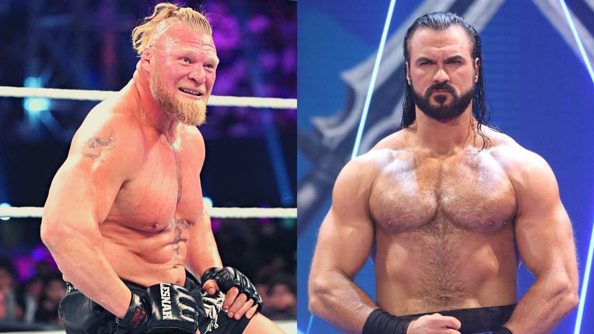 Brock Lesnar (left) and Drew McIntyre (right)