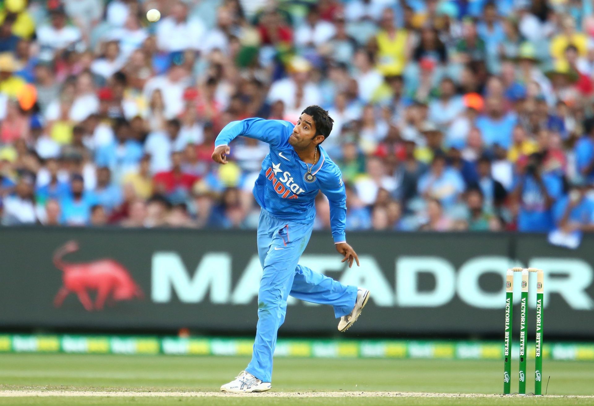 Gurkeerat Singh in action during Australia vs India - Game 3