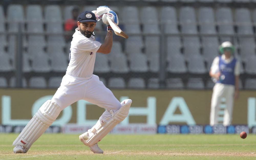 Virat Kohli got a decent hit in the middle on Day 3 of the Mumbai Test [P/C: BCCI]