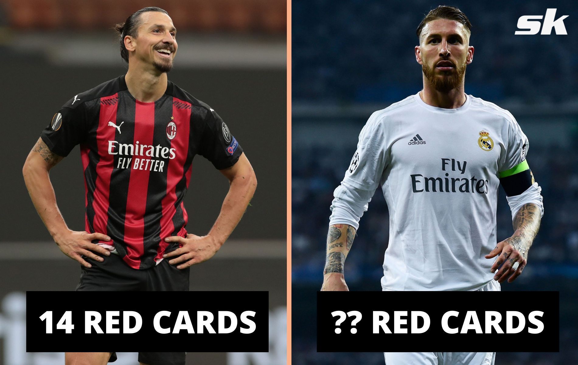 Zlatan Ibrahimovic and Sergio Ramos have been sent off quite a lot in their football career