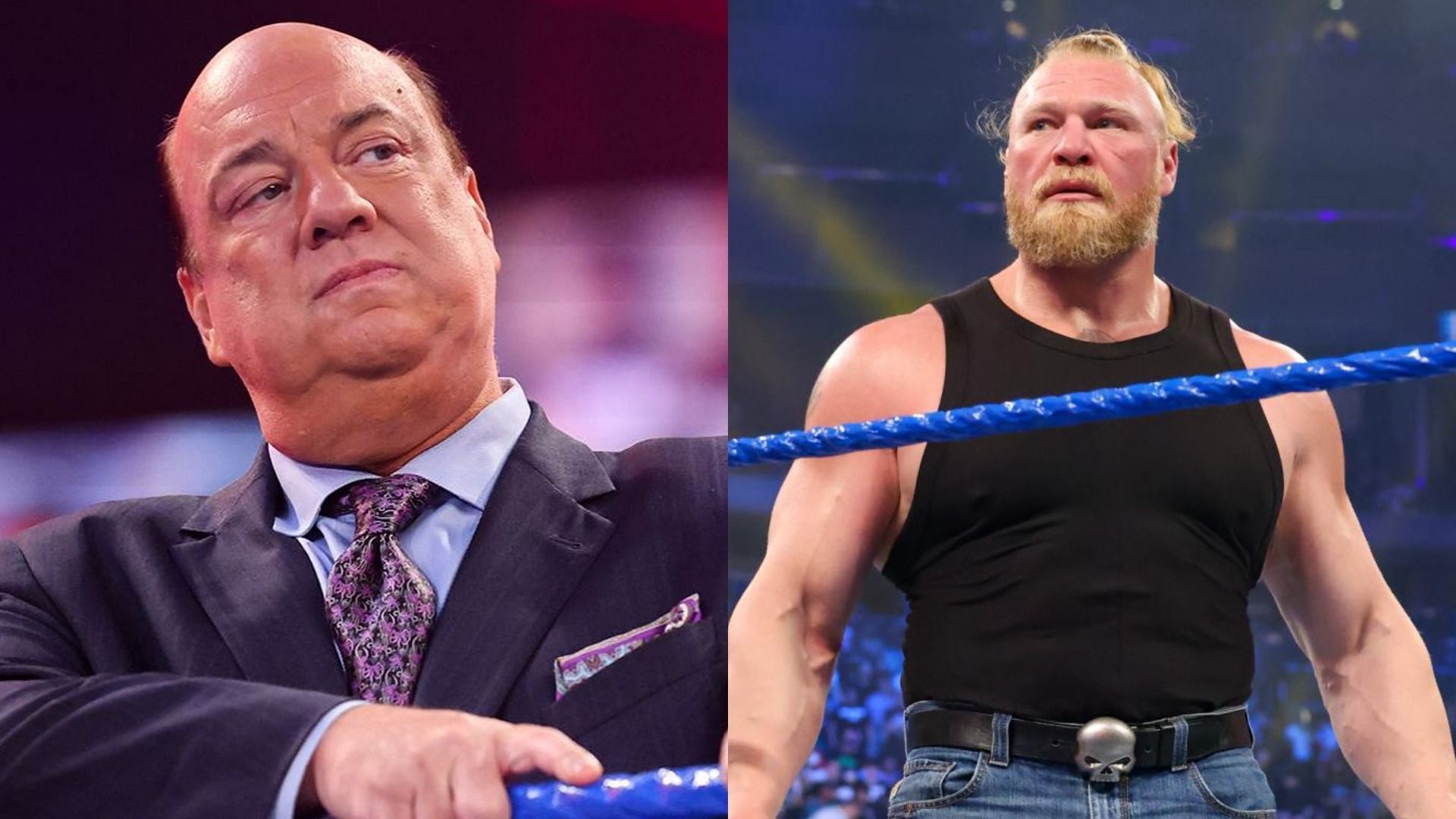 Paul Heyman (left); Brock Lesnar (right)