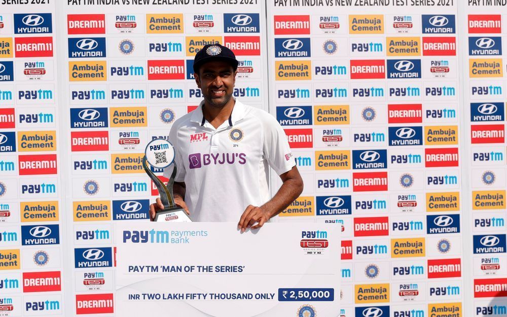 R Ashwin won the Player of the Series award against New Zealand [P/C: BCCI]