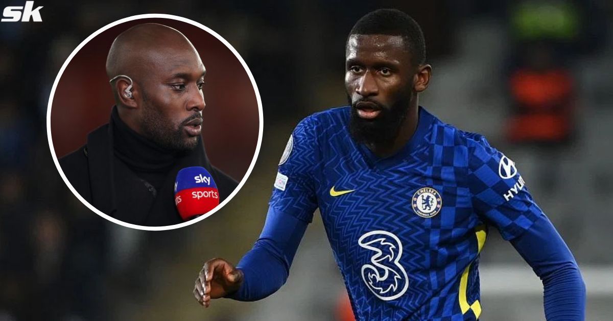 Chelsea defender Antonio Rudiger; (inset) Carlton Cole.