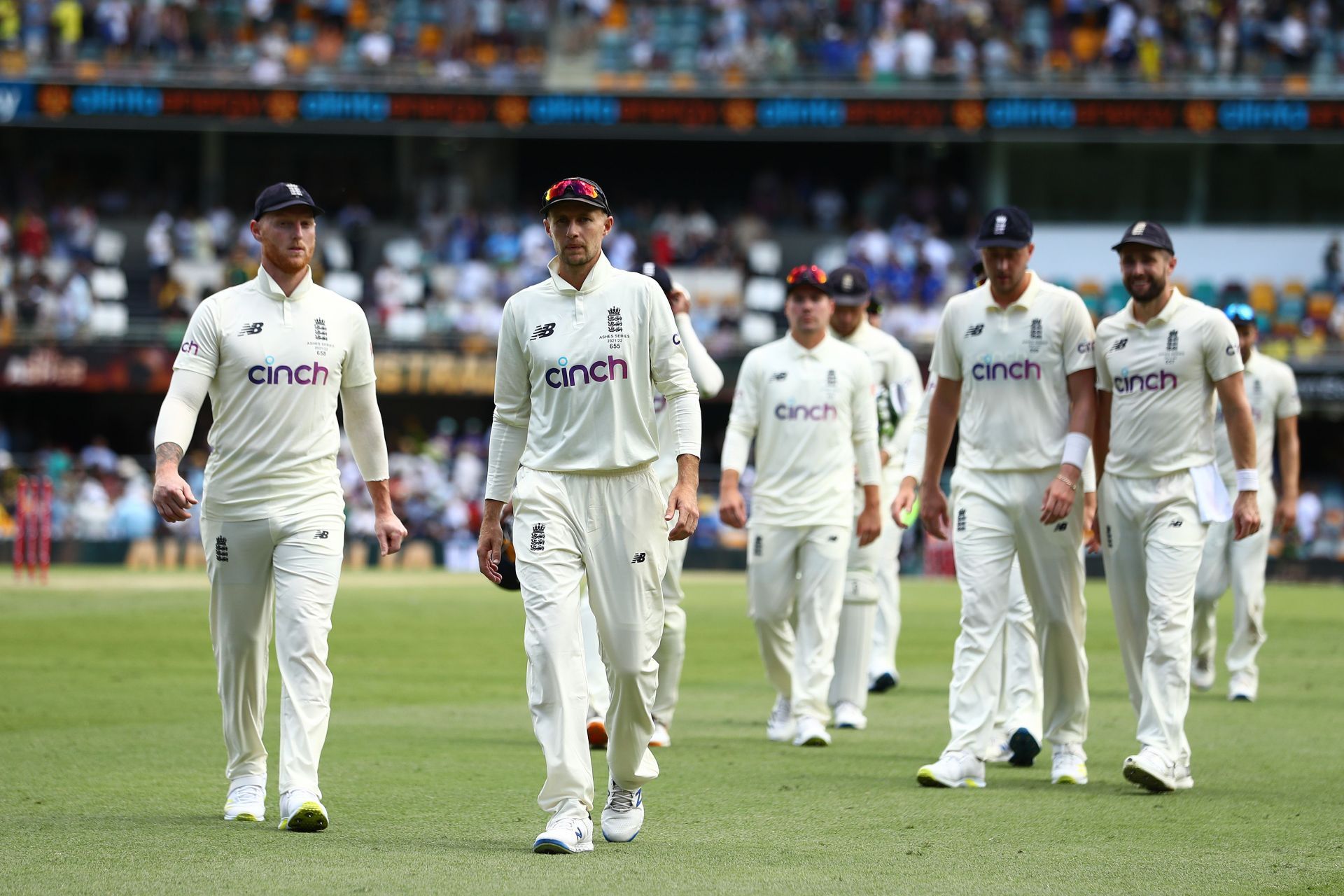 England players during the first Ashes Test.