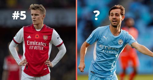 Arsenal's Martin Odegaard and Manchester City's Bernardo Silva