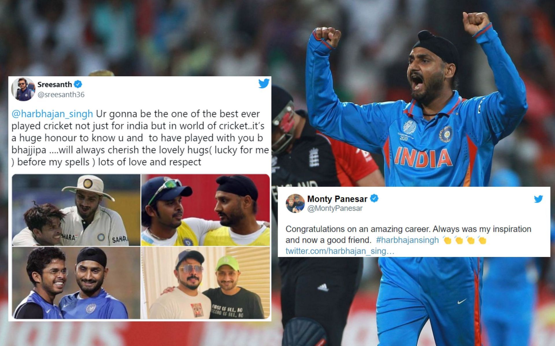 Twitterati pay emotional tribute to Harbhajan Singh as he announces retirement.