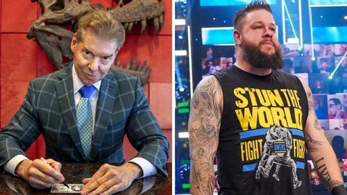 Vince McMahon (left); Kevin Owens (right)