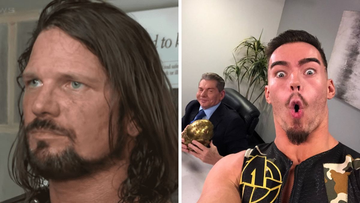 AJ Styles (left); Austin Theory (right)