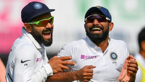 Virat Kohli (L) showers rich praise on Mohammed Shami.