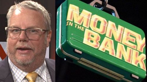 Bruce Prichard and the WWE Money in the Bank briefcase.