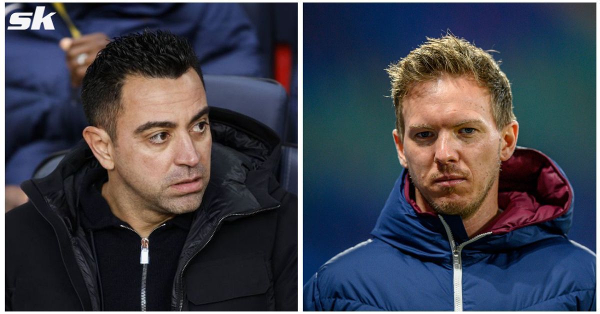 Barcelona manager Xavi Hernandez and Bayern Munich manager Julian Nagelsmann