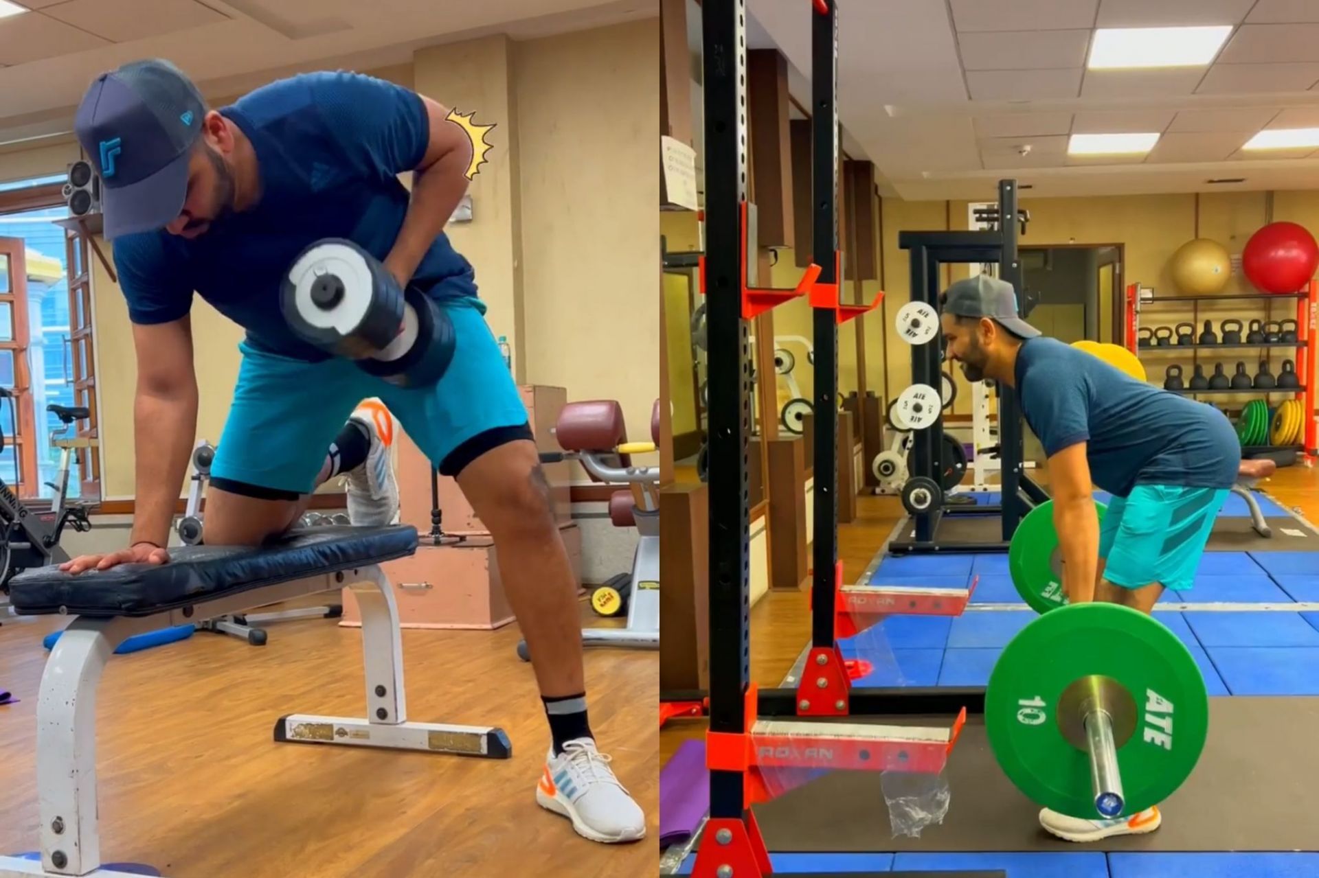 Rohit Sharma was seen hustling in the gym on Thursday.