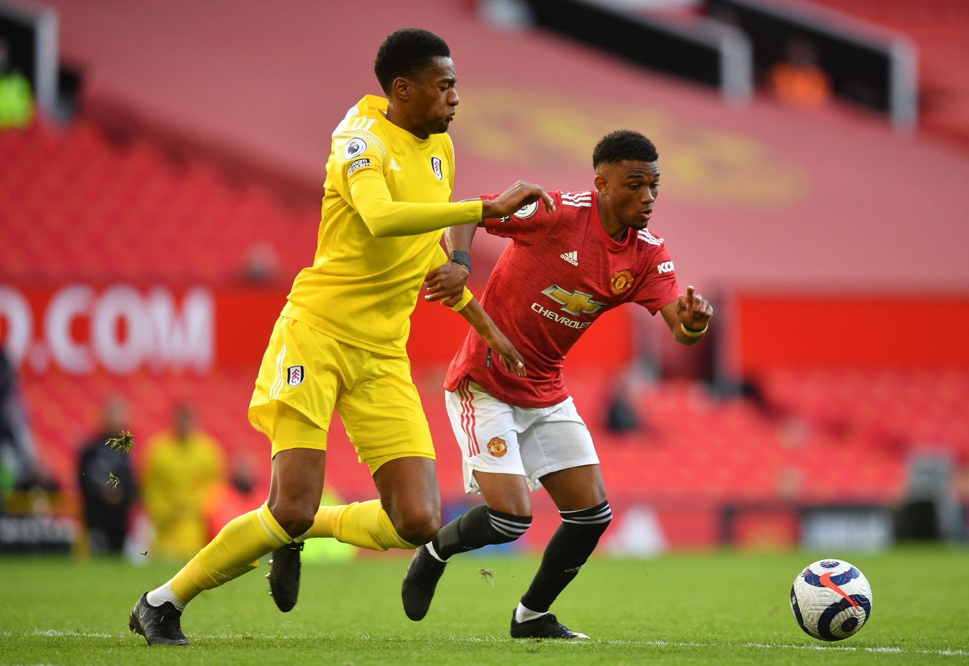 Manchester United winger Amad Diallo (right) in action