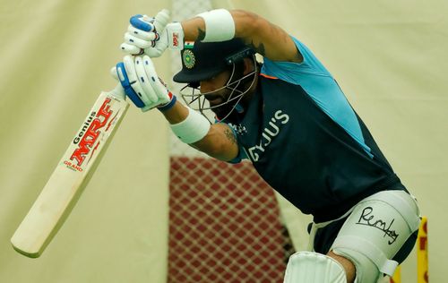 Virat Kohli in the nets during India's training session on Thursday.