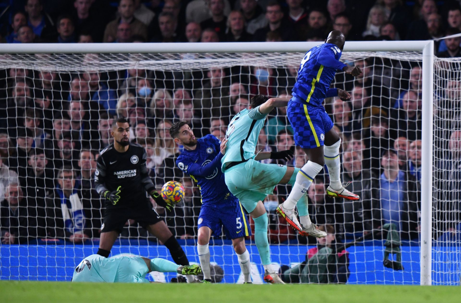 Lukaku (right) bagged Chelsea's goal with a powerful header in the first half.